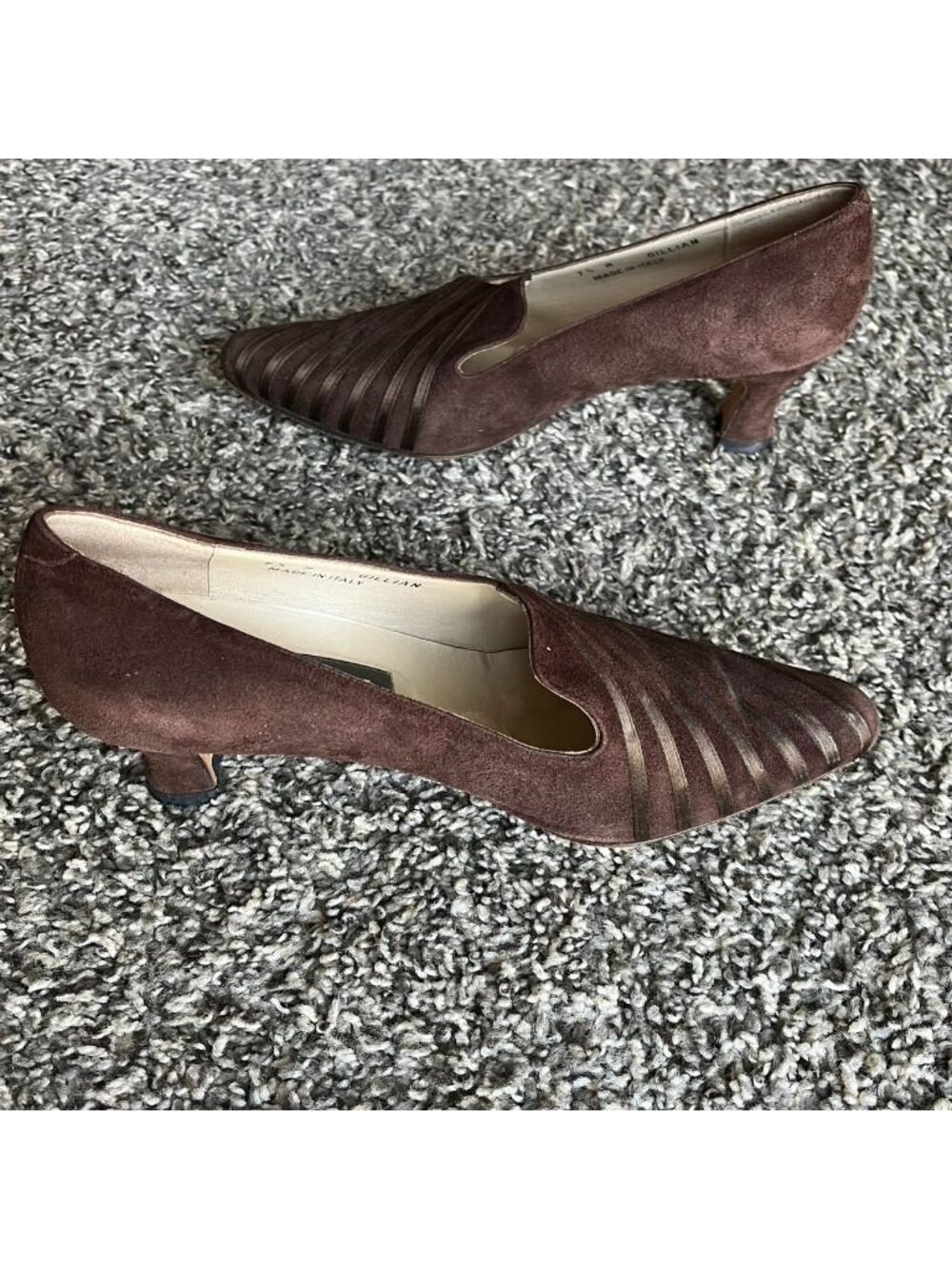 Bally Brown Suede Kitten Heels Size 7.5 Feminine Coquette Dainty Businesswoman - Picture 5 of 8